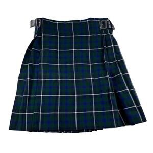 Vintage Scottish Mens Tartan Plaid Kilt Skirt 34 Green Navy Pleated Celtic Punk